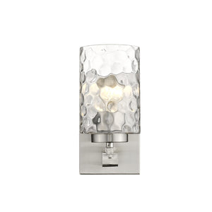 Homeroots Silver Metal And Pebbled Glass Wall Sconce   398658
