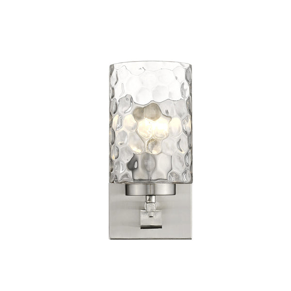 Homeroots Silver Metal And Pebbled Glass Wall Sconce   398658