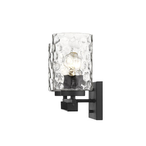 Homeroots Black Metal And Pebbled Glass Two Light Wall Sconce   398659