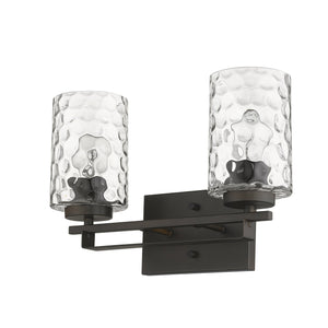 Homeroots Bronze Metal And Pebbled Glass Two Light Wall Sconce   398660