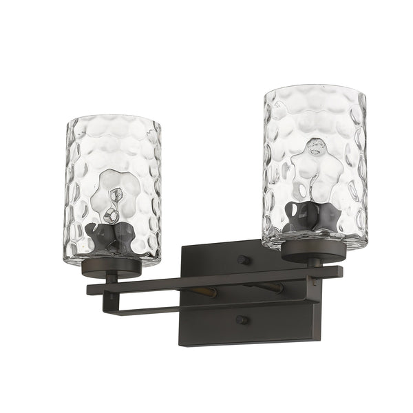 Homeroots Bronze Metal And Pebbled Glass Two Light Wall Sconce   398660