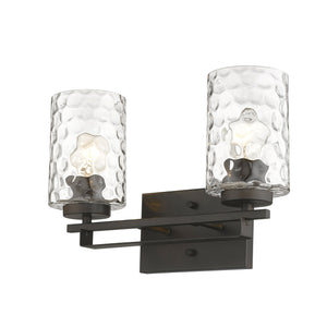 Homeroots Bronze Metal And Pebbled Glass Two Light Wall Sconce   398660