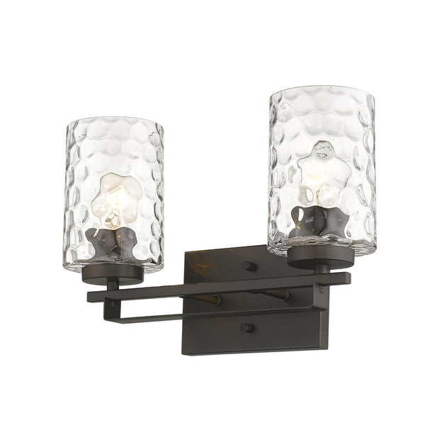 Homeroots Bronze Metal And Pebbled Glass Two Light Wall Sconce   398660