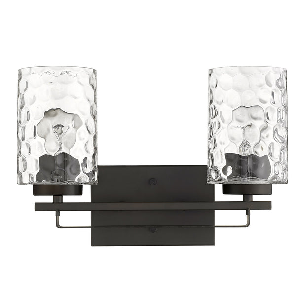 Homeroots Bronze Metal And Pebbled Glass Two Light Wall Sconce   398660