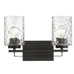 Homeroots Bronze Metal And Pebbled Glass Two Light Wall Sconce   398660