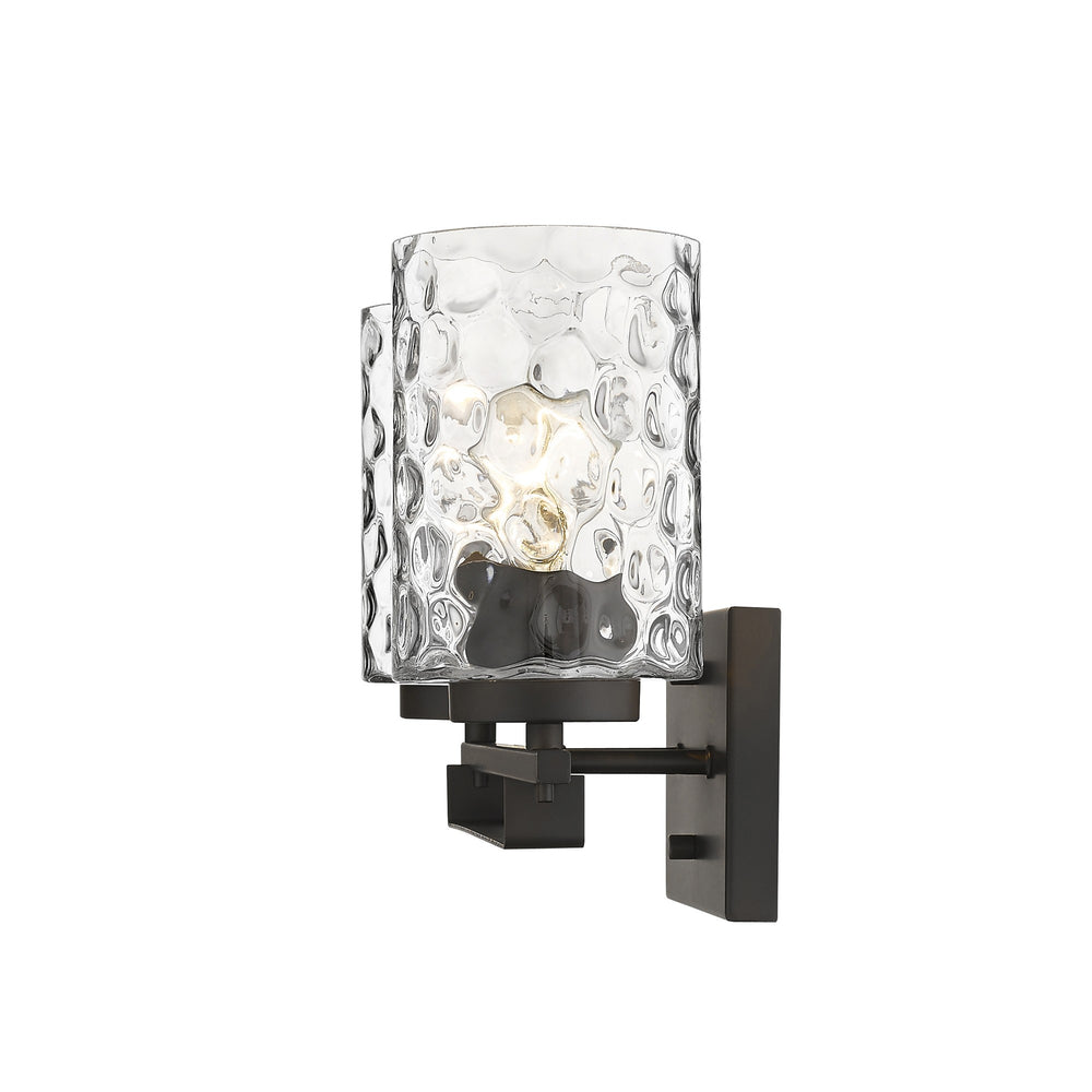 Homeroots Bronze Metal And Pebbled Glass Two Light Wall Sconce   398660