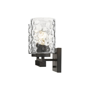 Homeroots Bronze Metal And Pebbled Glass Two Light Wall Sconce   398660