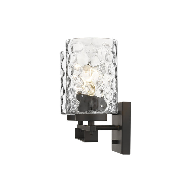 Homeroots Bronze Metal And Pebbled Glass Two Light Wall Sconce   398660