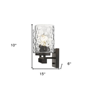 Homeroots Bronze Metal And Pebbled Glass Two Light Wall Sconce   398660