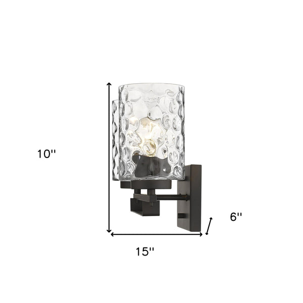 Homeroots Bronze Metal And Pebbled Glass Two Light Wall Sconce   398660