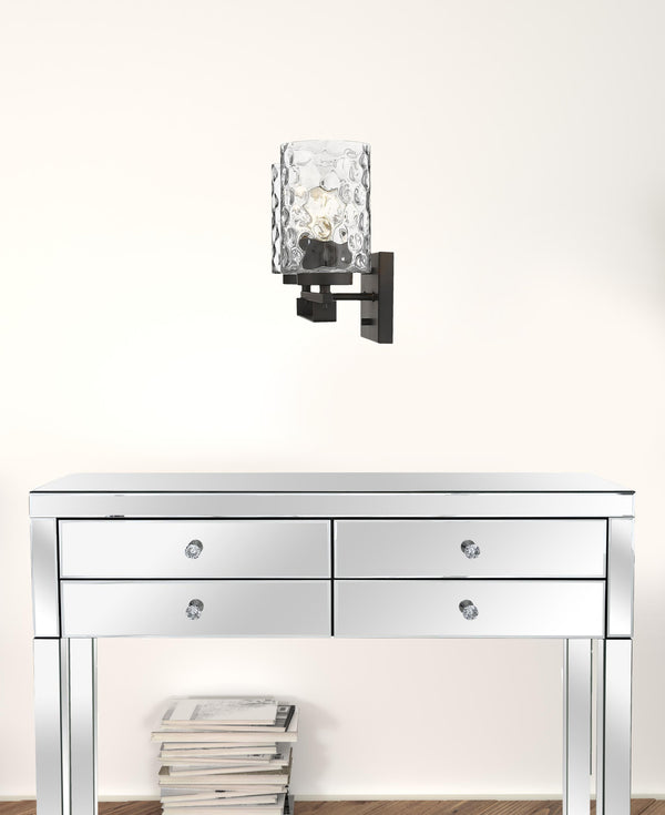 Homeroots Bronze Metal And Pebbled Glass Two Light Wall Sconce   398660