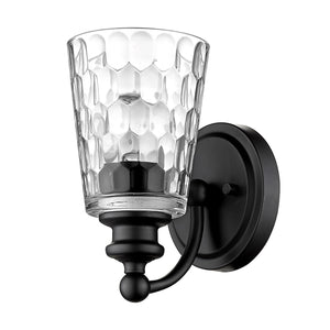 Homeroots Black Metal And Pebbled Glass Wall Light   398668