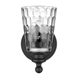Homeroots Black Metal And Pebbled Glass Wall Light   398668