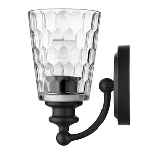 Homeroots Black Metal And Pebbled Glass Wall Light   398668