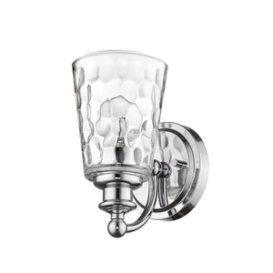 Homeroots Silver Metal And Pebbled Glass Wall Light   398669