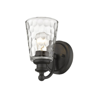 Homeroots Bronze Metal And Pebbled Glass Wall Light   398670