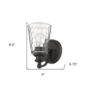 Homeroots Bronze Metal And Pebbled Glass Wall Light   398670