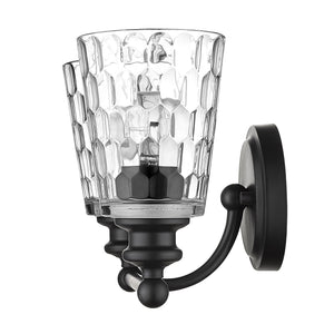 Homeroots Black Metal And Pebbled Glass Two Light Wall Light   398671