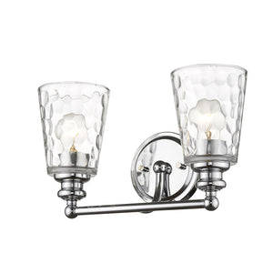 Homeroots Silver Metal And Pebbled Glass Two Light Wall Light   398672