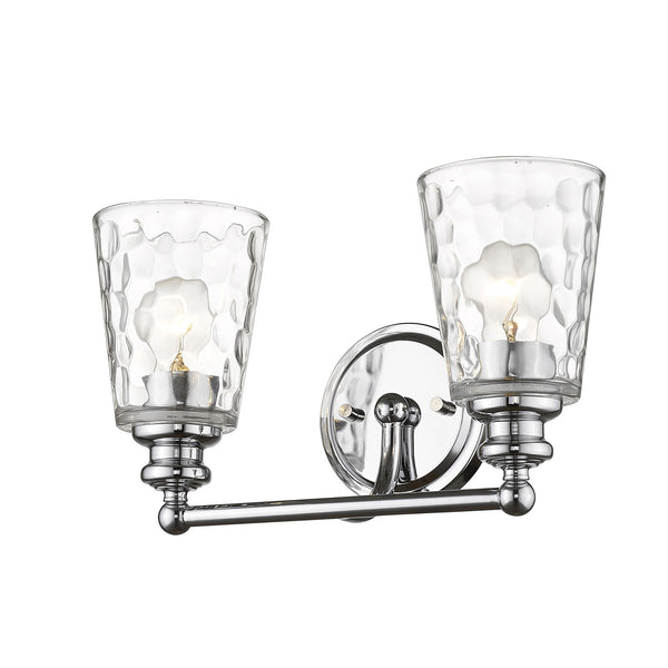 Homeroots Silver Metal And Pebbled Glass Two Light Wall Light   398672