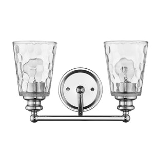 Homeroots Silver Metal And Pebbled Glass Two Light Wall Light   398672