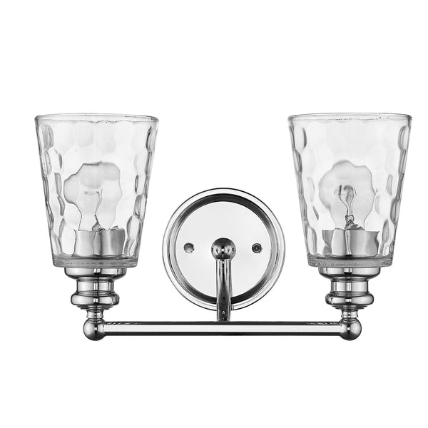 Homeroots Silver Metal And Pebbled Glass Two Light Wall Light   398672