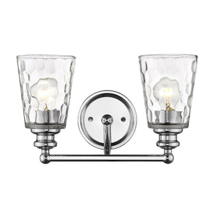 Homeroots Silver Metal And Pebbled Glass Two Light Wall Light   398672