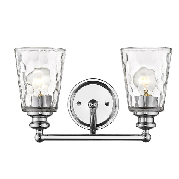 Homeroots Silver Metal And Pebbled Glass Two Light Wall Light   398672