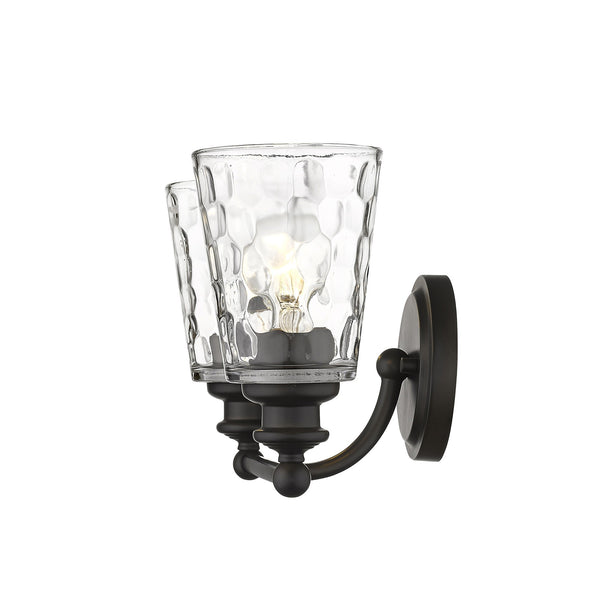 Homeroots Bronze Metal And Pebbled Glass Two Light Wall Light   398673