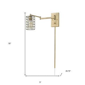 Homeroots Industrial Gold Metal Wall Sconce   398681