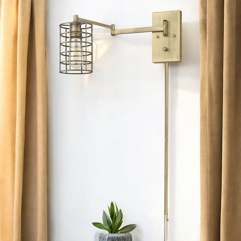 Homeroots Industrial Gold Metal Wall Sconce   398681