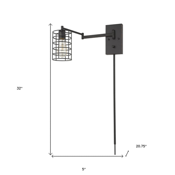 Homeroots Industrial Bronze Metal Wall Sconce   398682