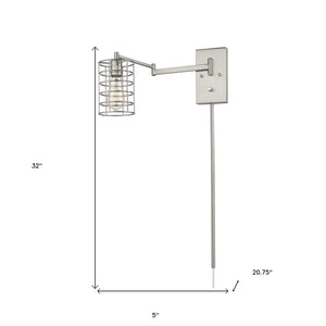Homeroots Industrial Silver Metal Wall Sconce   398683