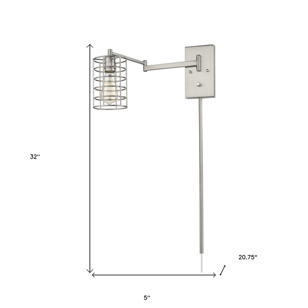 Homeroots Industrial Silver Metal Wall Sconce   398683