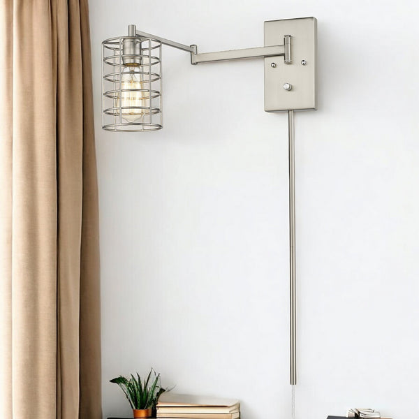 Homeroots Industrial Silver Metal Wall Sconce   398683
