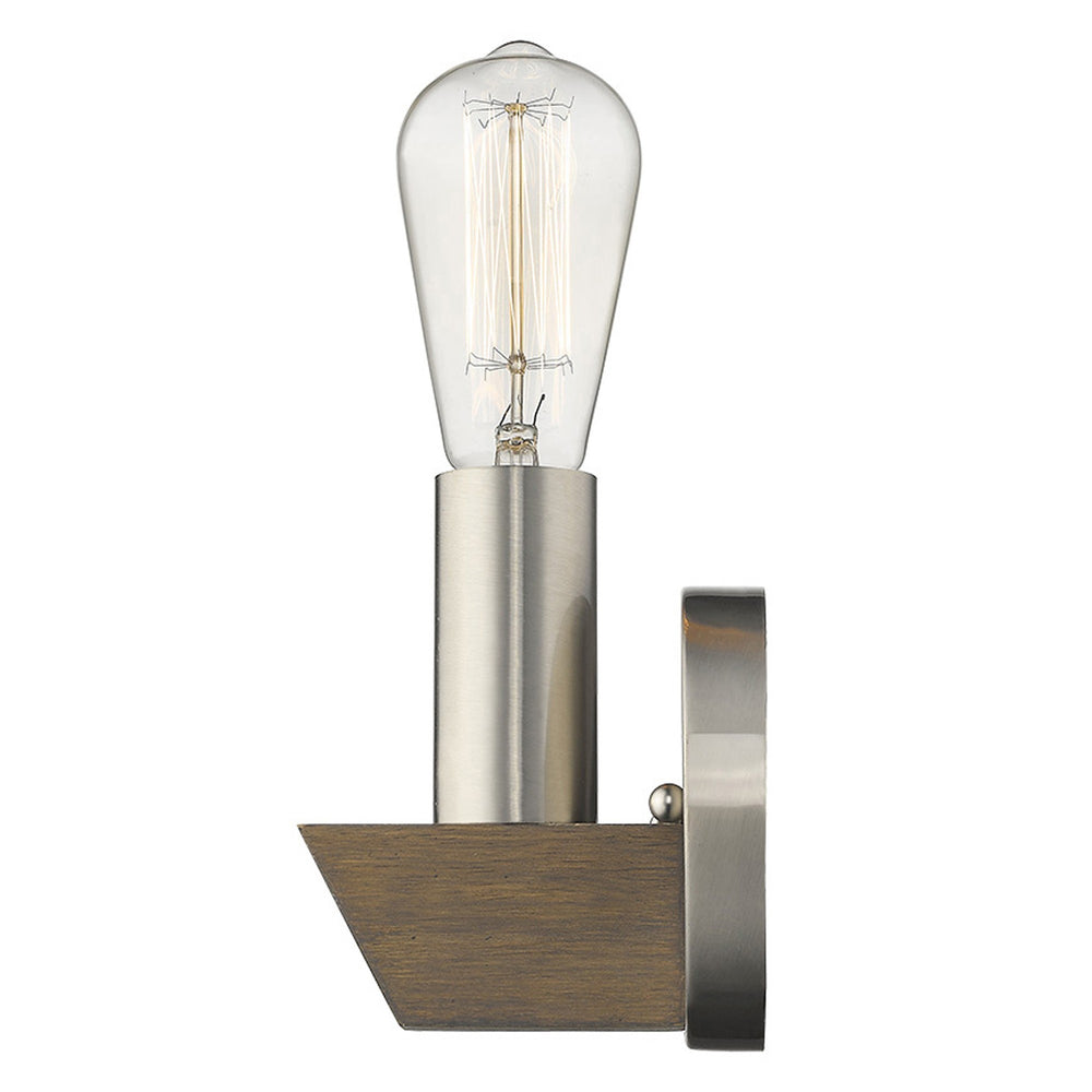 Homeroots Silver Metal And Wood Wall Sconce   398684