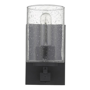 Homeroots Black Metal And Textured Glass Wall Sconce   398685
