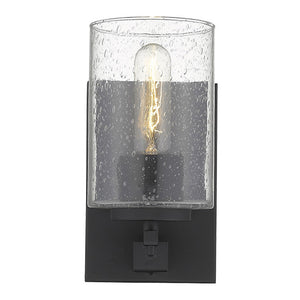 Homeroots Black Metal And Textured Glass Wall Sconce   398685