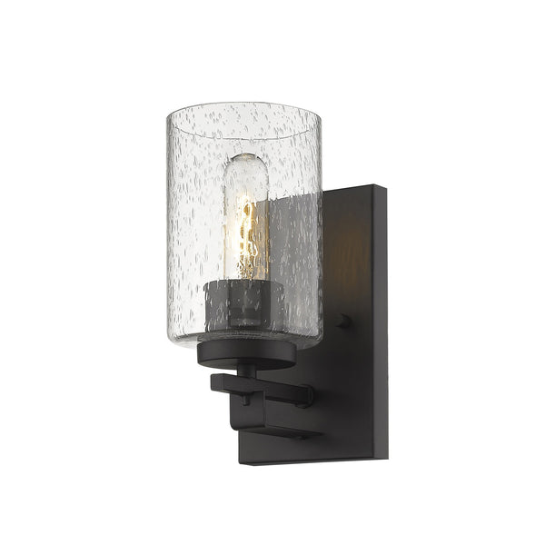 Homeroots Bronze Metal And Textured Glass Wall Sconce   398686