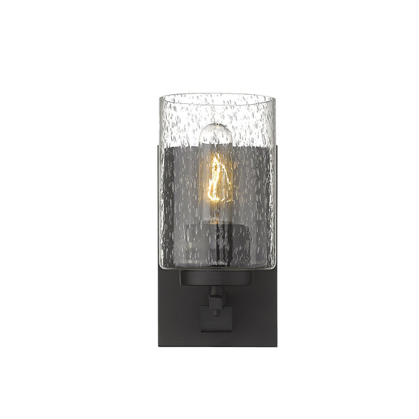 Homeroots Bronze Metal And Textured Glass Wall Sconce   398686