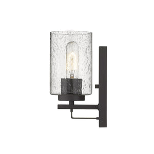 Homeroots Bronze Metal And Textured Glass Wall Sconce   398686