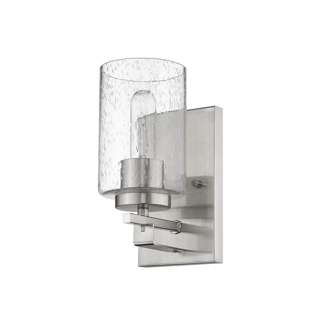 Homeroots Silver Metal And Textured Glass Wall Sconce   398687