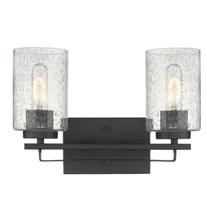 Homeroots Bronze Metal And Textured Glass Two Light Wall Sconce   398689