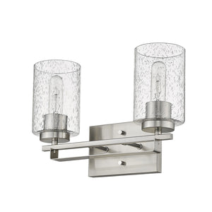 Homeroots Silver Metal And Textured Glass Two Light Wall Sconce   398690