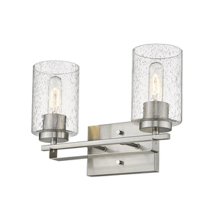 Homeroots Silver Metal And Textured Glass Two Light Wall Sconce   398690