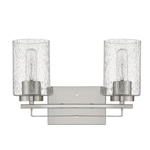 Homeroots Silver Metal And Textured Glass Two Light Wall Sconce   398690