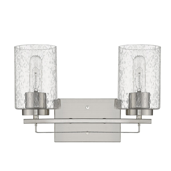 Homeroots Silver Metal And Textured Glass Two Light Wall Sconce   398690