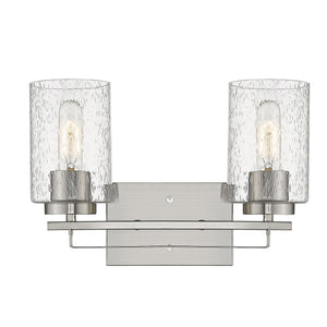Homeroots Silver Metal And Textured Glass Two Light Wall Sconce   398690
