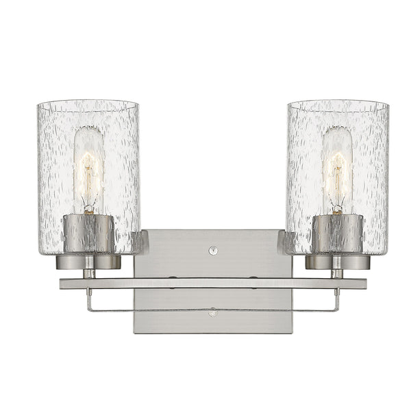 Homeroots Silver Metal And Textured Glass Two Light Wall Sconce   398690