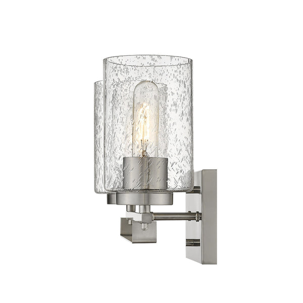 Homeroots Silver Metal And Textured Glass Two Light Wall Sconce   398690